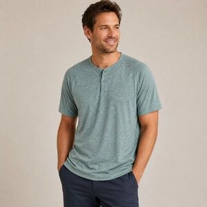 J Crew Shirt Mens XL Green Blue Henley Active Performance Summer